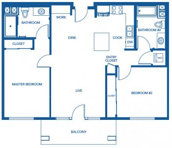 Floor Plan #3<br />Type 2BR/2BA | Sq Ft 1,117 – 1,145