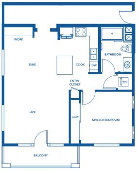 Floor Plan #1<br />Type 1BR/1BA | Sq Ft 878