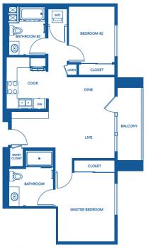 Floor Plan #4<br />Type 2BR/2BA | Sq Ft 975